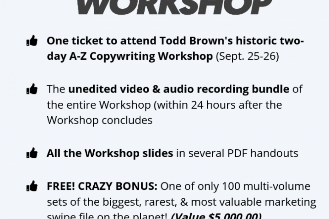 Todd Brown – A-Z Copywriting Workshop